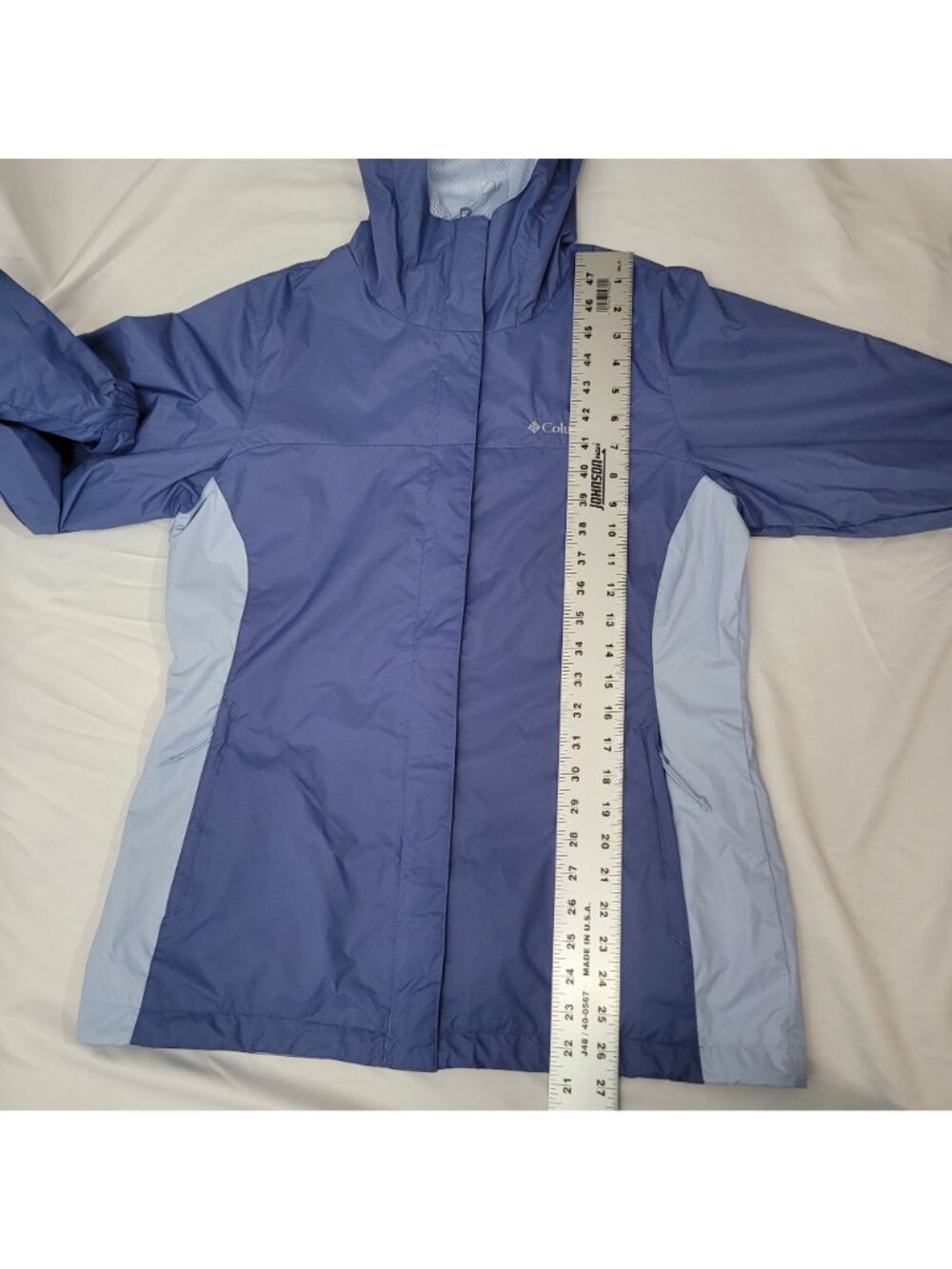 Columbia Women's Blue Lightweight Waterproof Hooded Rain Jacket Size M - Picture 9 of 15